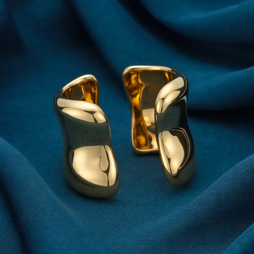 Wide sculpted gold cuff bracelet, design preview