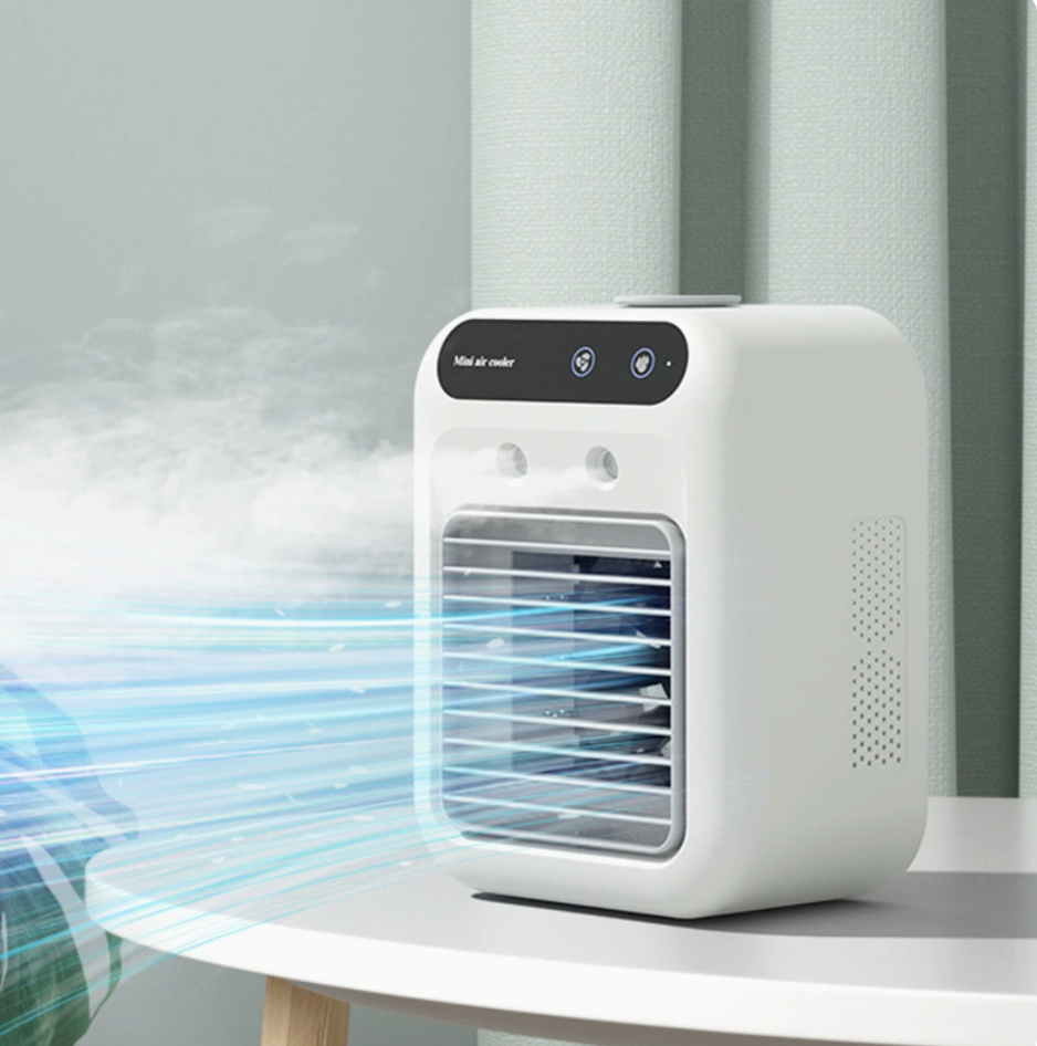 Mini Desktop Air Cooler & Misting Fan — USB Rechargeable Cooling Fan