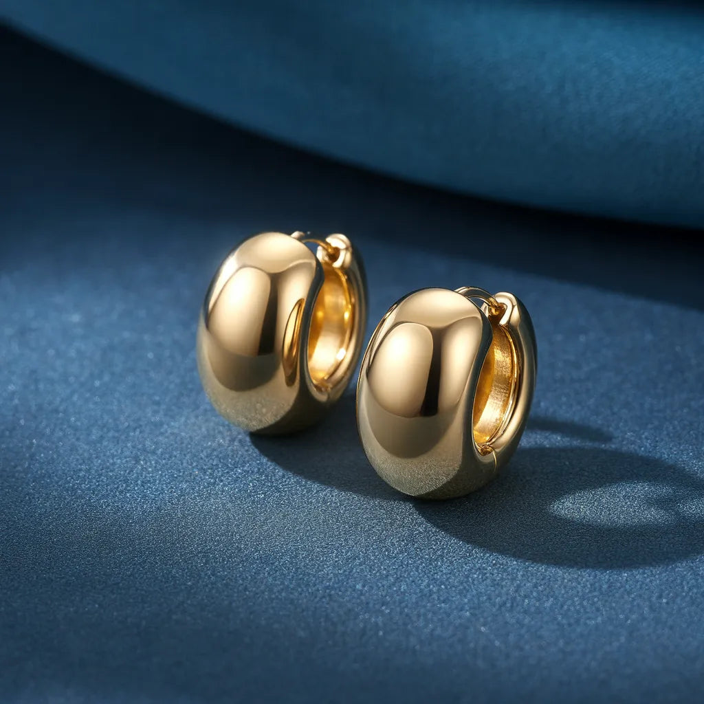 Gold bombe dome huggie earrings, design preview