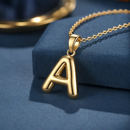 Bubble initial pendant in gold, design preview