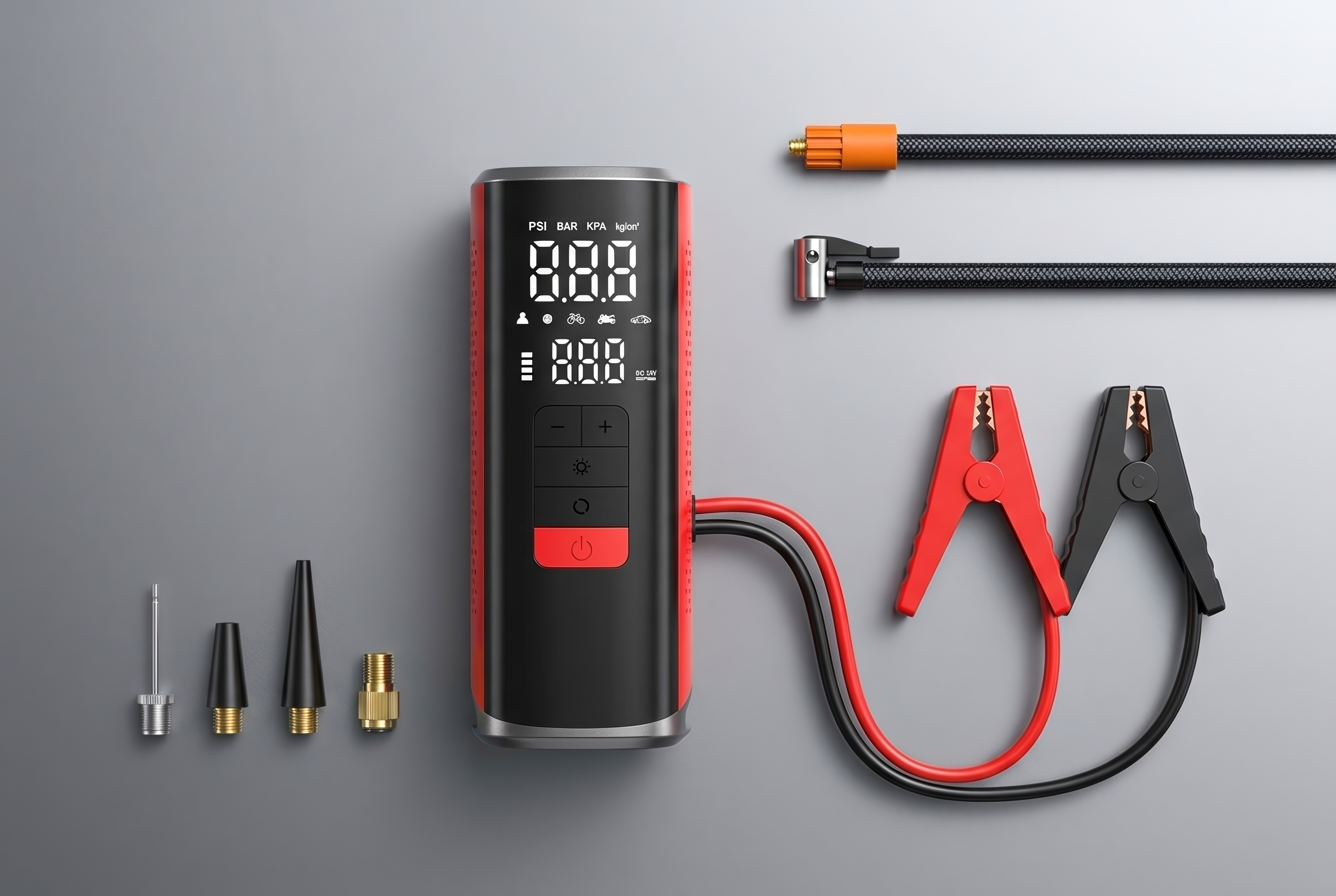 3-in-1 Car Jump Starter & Wireless Tire Inflator with Power Bank & Flash Light