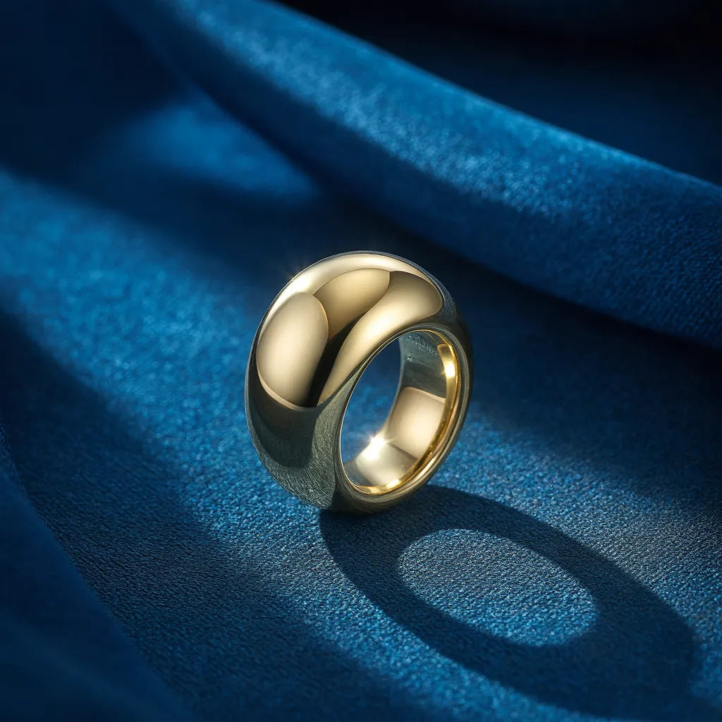 Chunky sculptural gold band, design preview